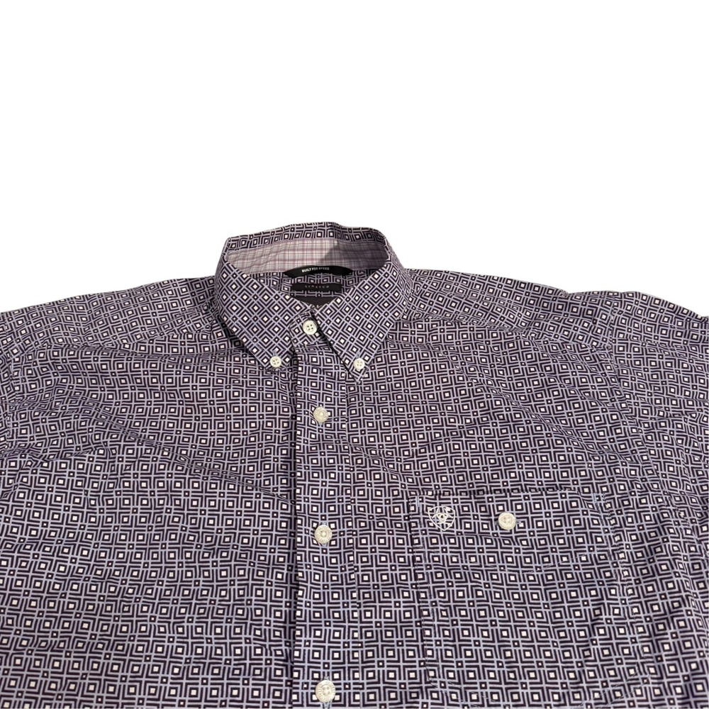 Ariat Relentless Mens Purple Geometric Stretch Performance Cowboy Shirt Large - Picture 3 of 8